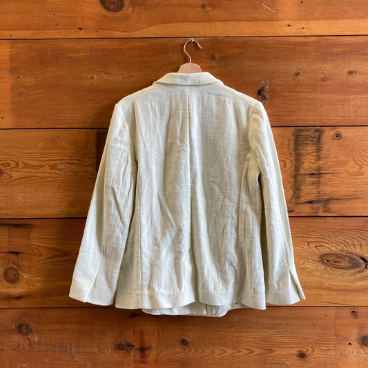 M - AYR White Double Shot Natural Cotton Double Breasted Blazer Jacket 1125KG
