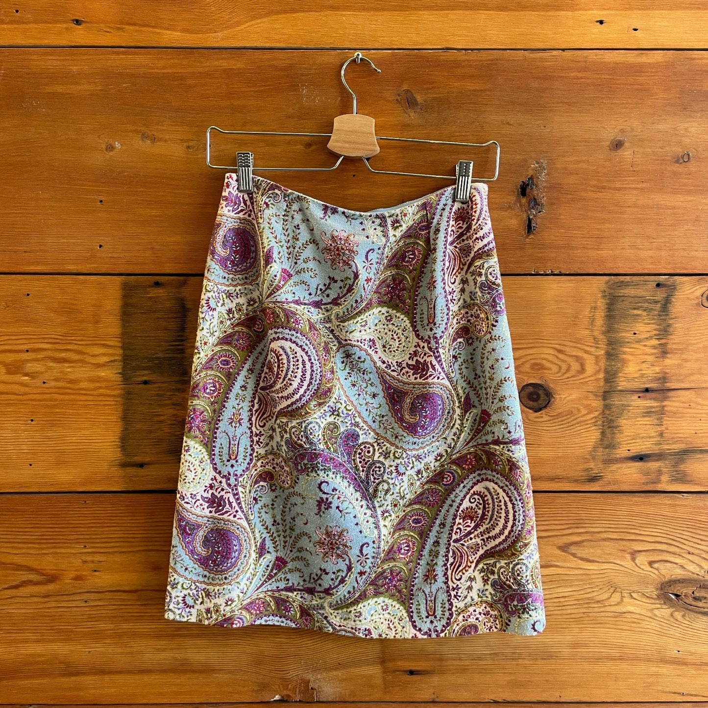 40 / S - Etro Milano Multicolor 100% Silk Knee Length Paisley Skirt 1218MM
