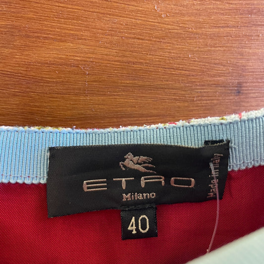 40 / S - Etro Milano Multicolor 100% Silk Knee Length Paisley Skirt 1218MM