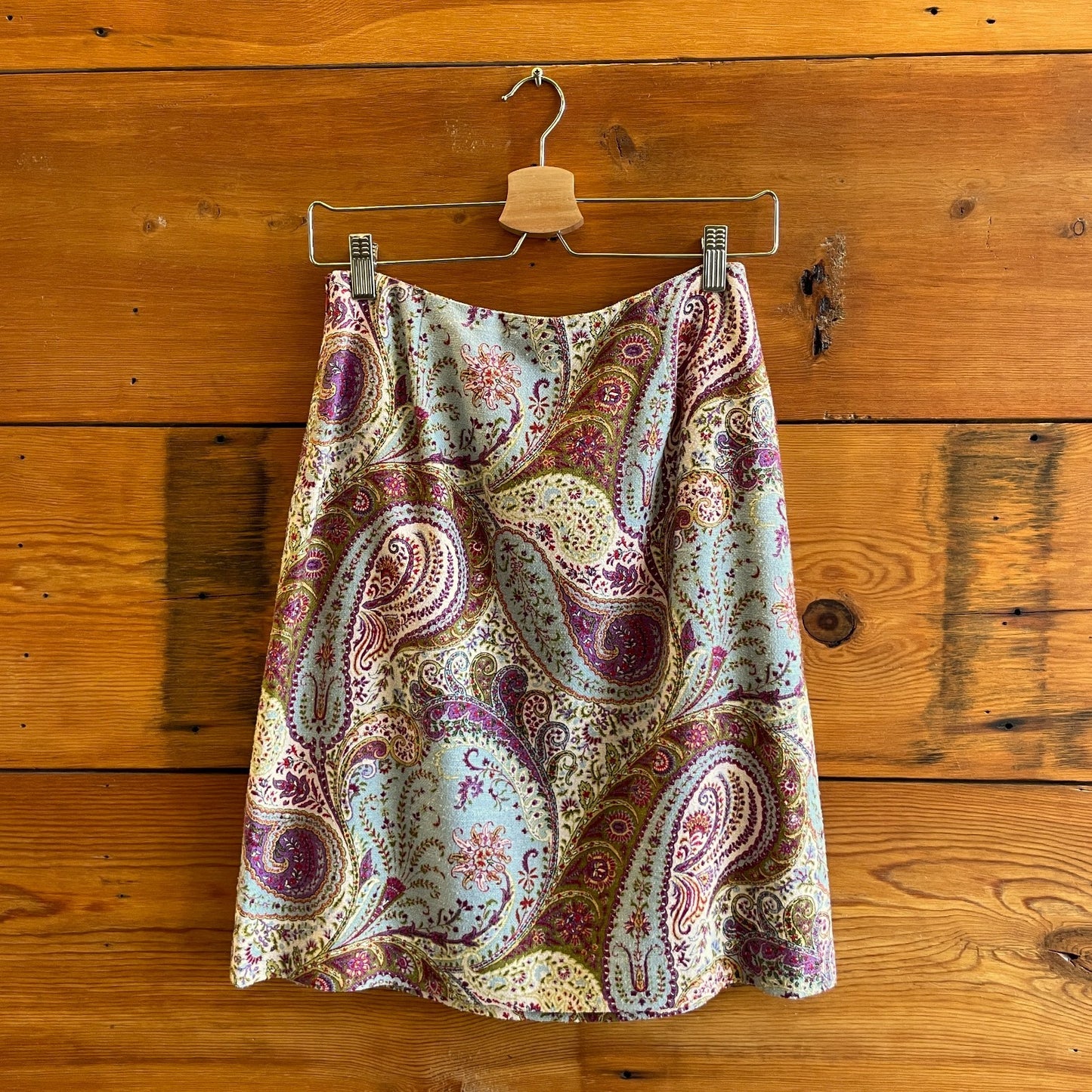 40 / S - Etro Milano Multicolor 100% Silk Knee Length Paisley Skirt 1218MM