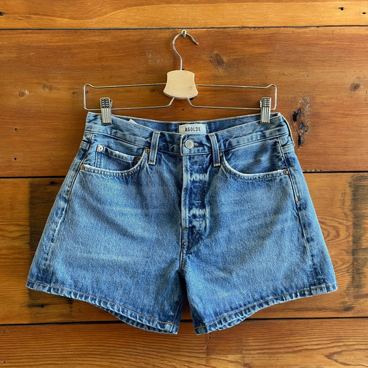 27 - AGoldE Parker Long Medium Wash Denim Button Fly Jean Shorts 0507KL