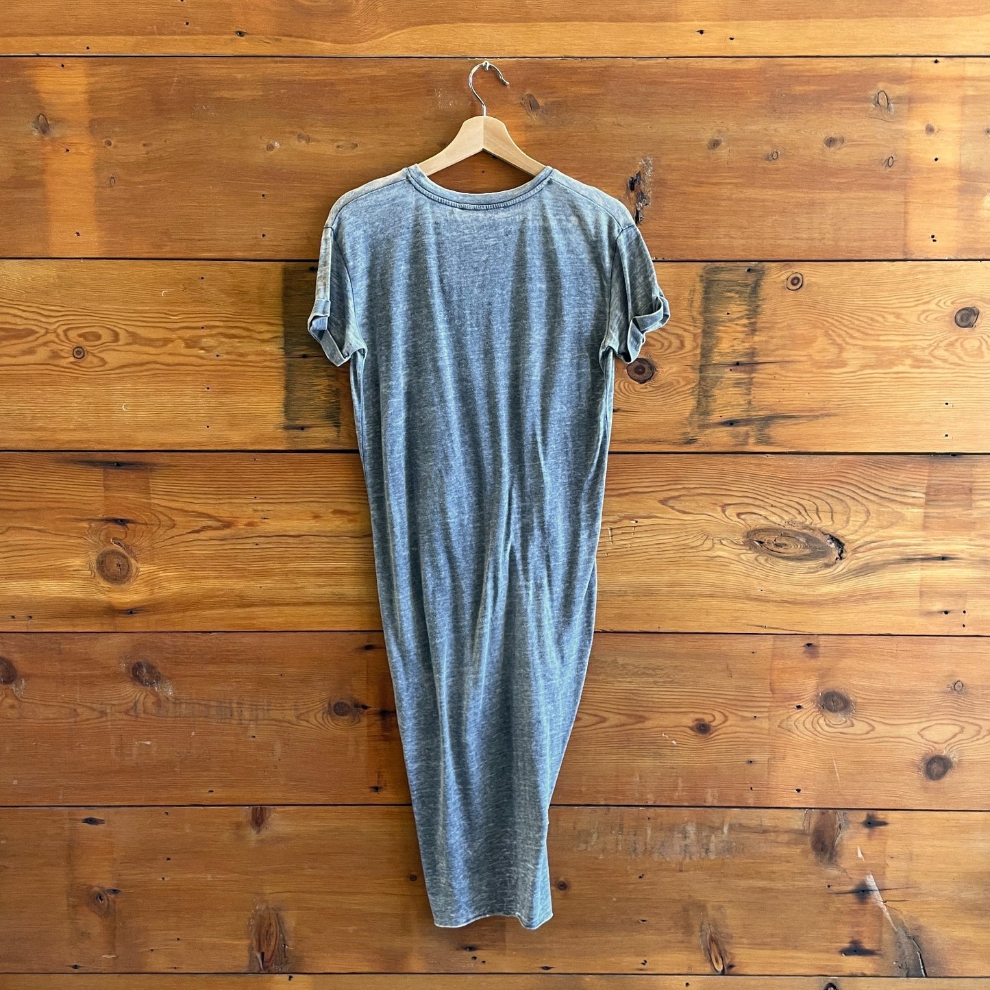 S - AllSaints Washed Black NEW Filor Gathered T-Shirt Midi Dress 0224DM