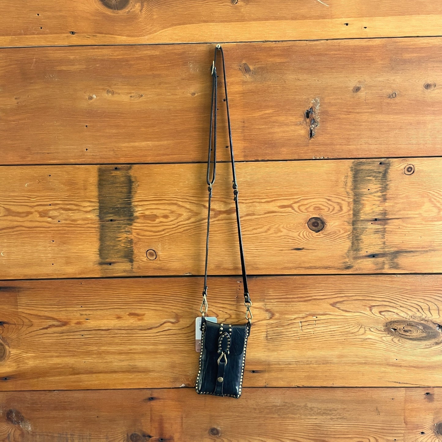 Campomaggie $220 Black Leather Grecale Phone Case Crossbody Bag Wallet 0224DM