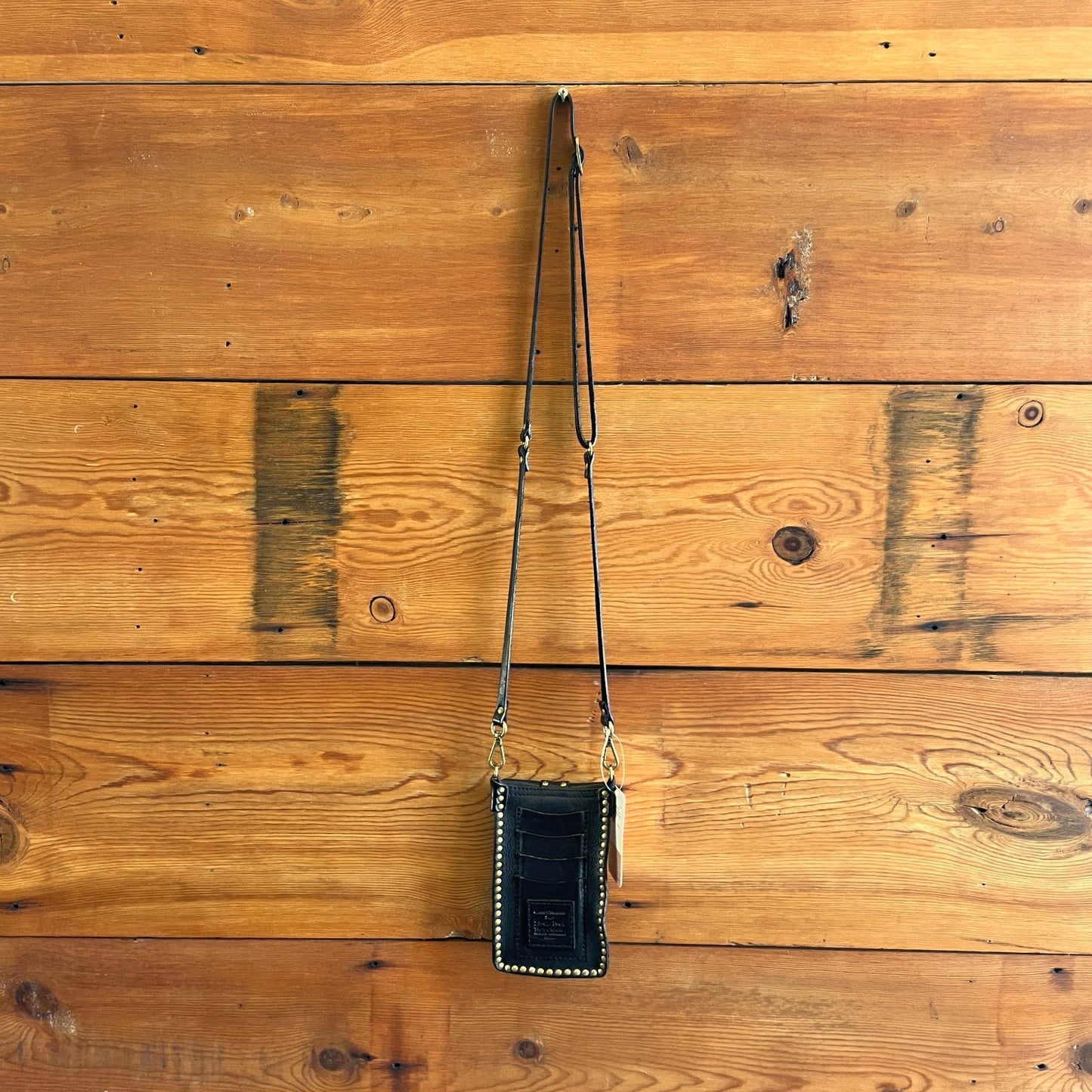 Campomaggie $220 Black Leather Grecale Phone Case Crossbody Bag Wallet 0224DM