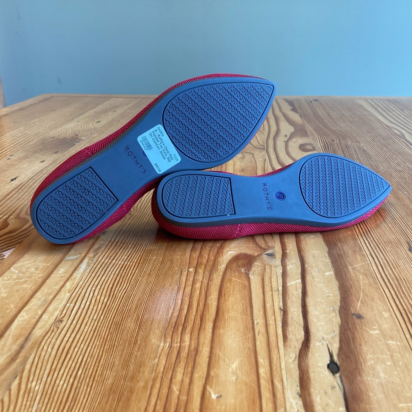 8 - Rothy's Deep Red Pointed Toe Flats Slip On Comfort Shoes 0428DS