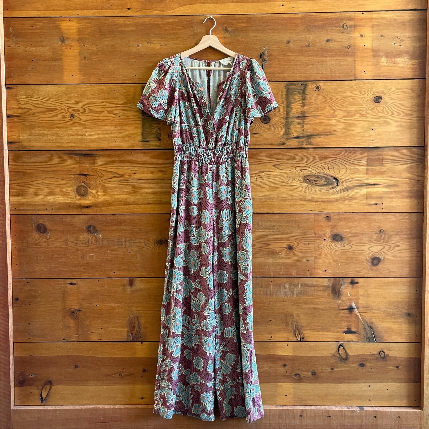 XS - Anthropologie Somerset Floral Print Short Sleeve Wide Leg Jumpsuit 0416LB