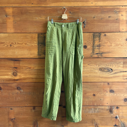 L - Back Beat Co Green Hemp Organic Cotton Straight Leg Utility Pants 0607CC