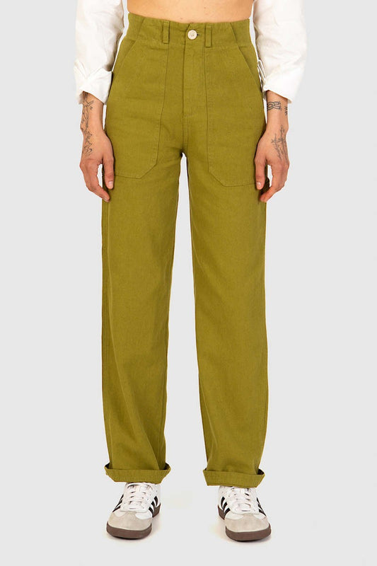 L - Back Beat Co Green Hemp Organic Cotton Straight Leg Utility Pants 0607CC