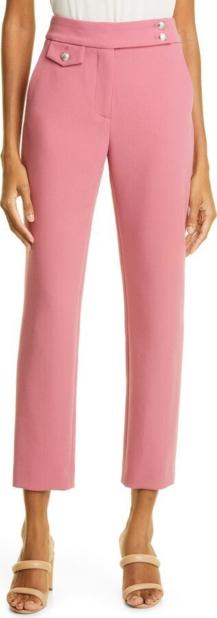 6 - Veronica Beard Pink Renzo Shield Buttons Crop Pants 1016LD