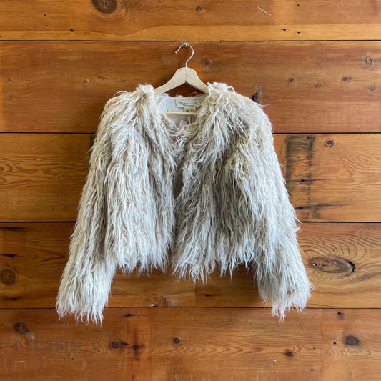 XS - Saltwater Luxe Natural NEW $188 Brett Shaggy Faux Fur Jacket 0630RD
