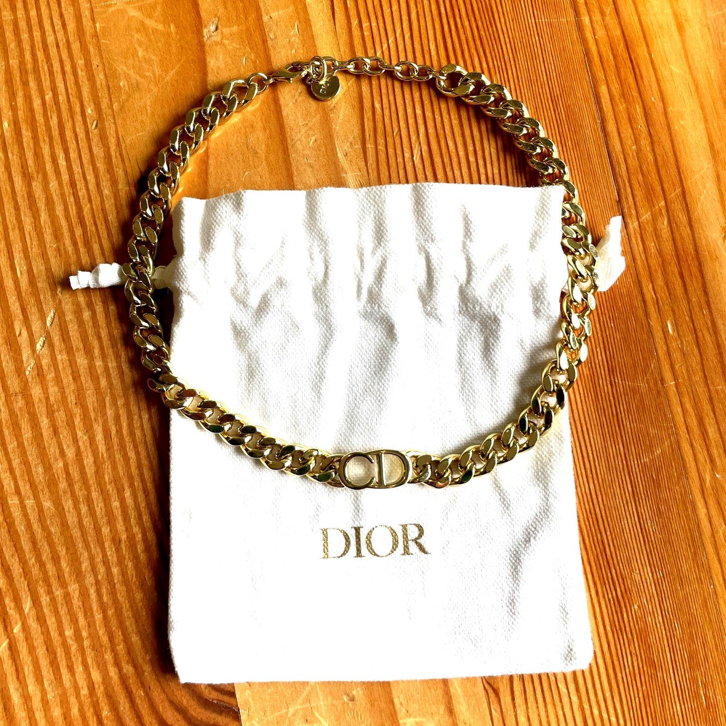 Christian Dior Gold Chain Danseuse Etoile Choker Necklace 1016LD