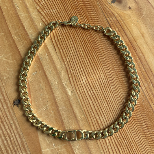 Christian Dior Gold Chain Danseuse Etoile Choker Necklace 1016LD
