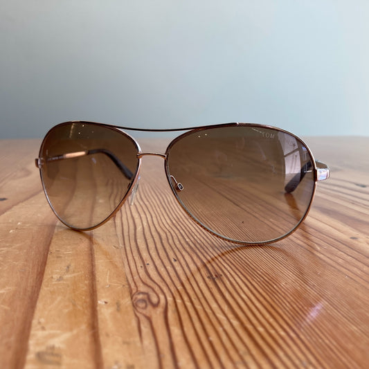 Tom Ford Charles Gold Metal Frame Sunglasses w/ Case *missing eye pad 3333MC
