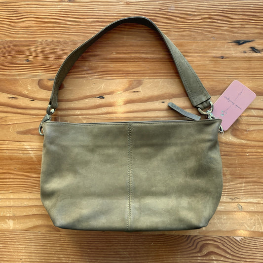 Vintage Hobo International Olive Green Nubuck Leather Shoulder Purse 1201SG
