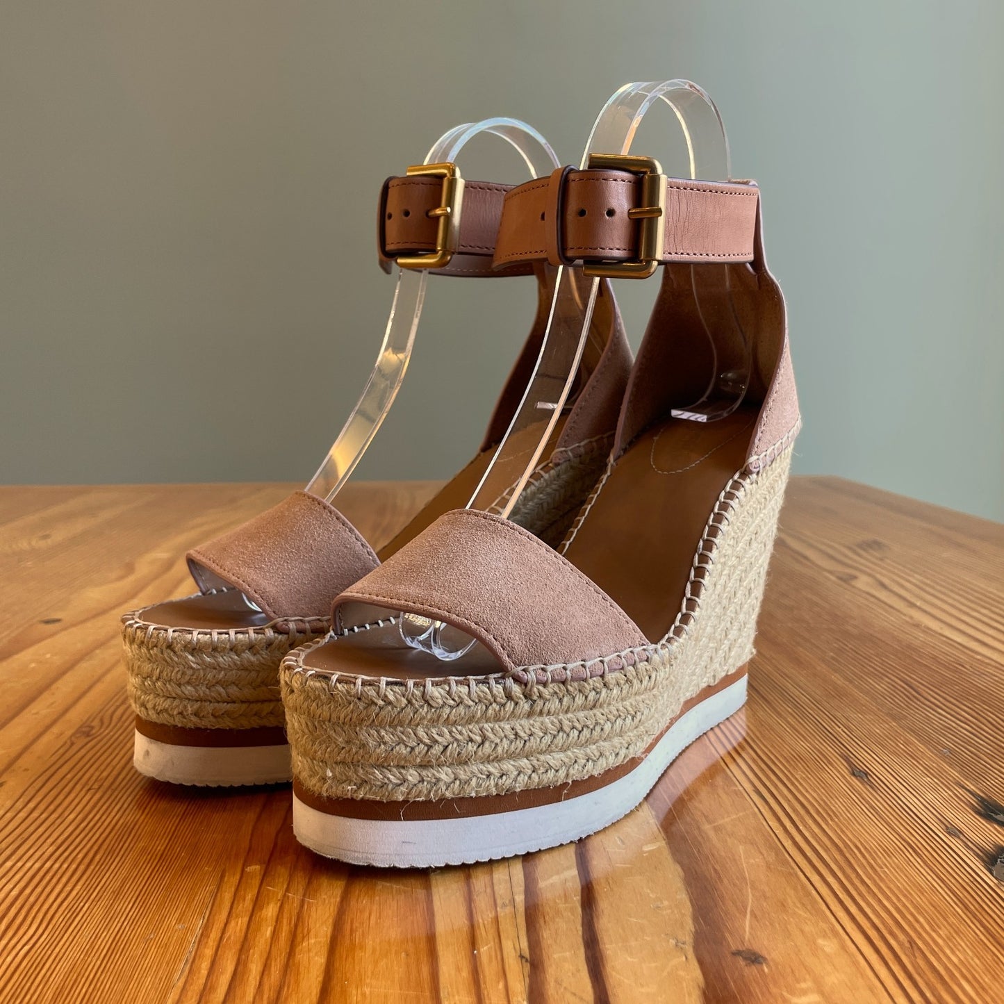 36 / 6 - See by Chloe Brown Suede Platform Espadrille Wedge Glyn Sandals 0425GN