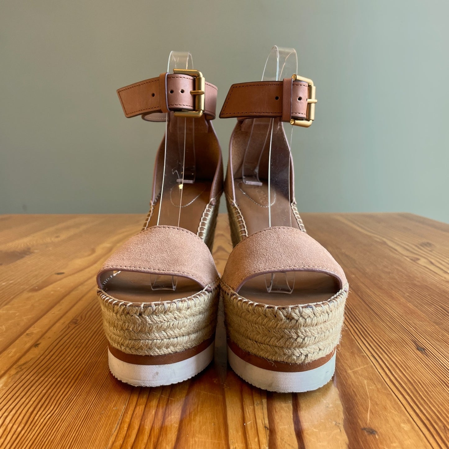 36 / 6 - See by Chloe Brown Suede Platform Espadrille Wedge Glyn Sandals 0425GN