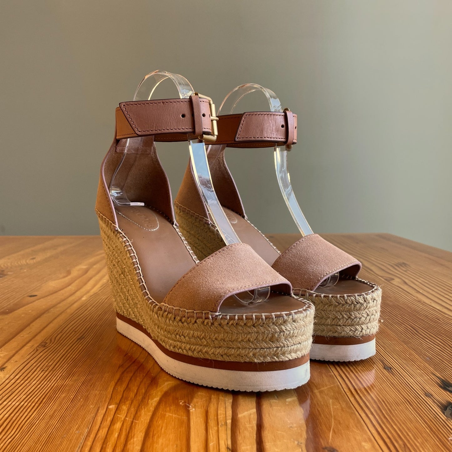 36 / 6 - See by Chloe Brown Suede Platform Espadrille Wedge Glyn Sandals 0425GN