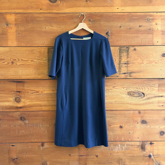 10 - MM Lafleur Navy Blue 3/4 Sleeve Square Neck Dress 0708EK