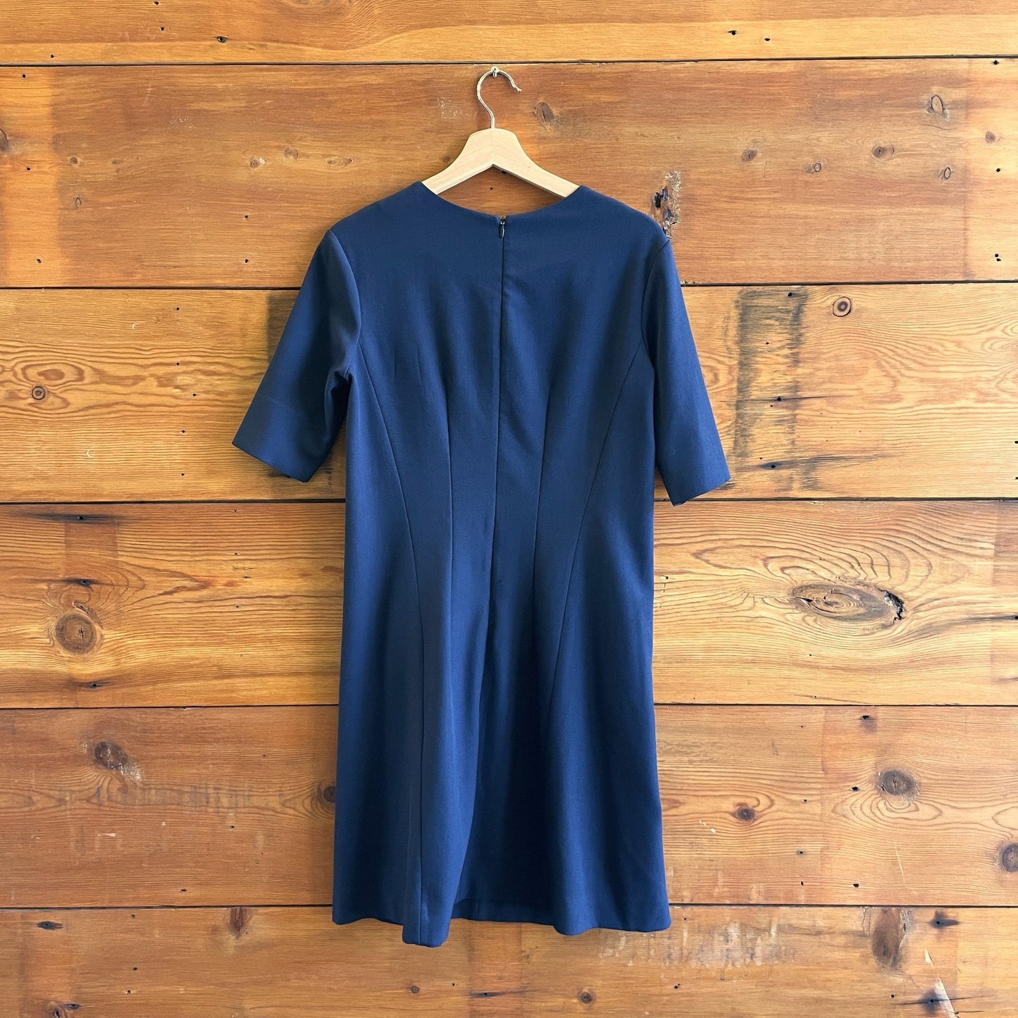 10 - MM Lafleur Navy Blue 3/4 Sleeve Square Neck Dress 0708EK