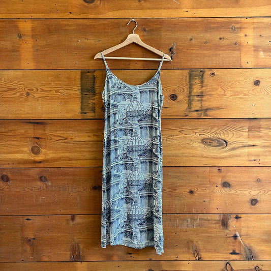 10 - Reformation Navy & White Rome Patterned Sleeveless Midi Dress 0708EK