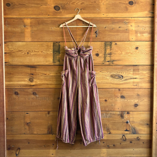 S - Free People Striped Sundaze For Surfin Halter Jumpsuit 0405CC
