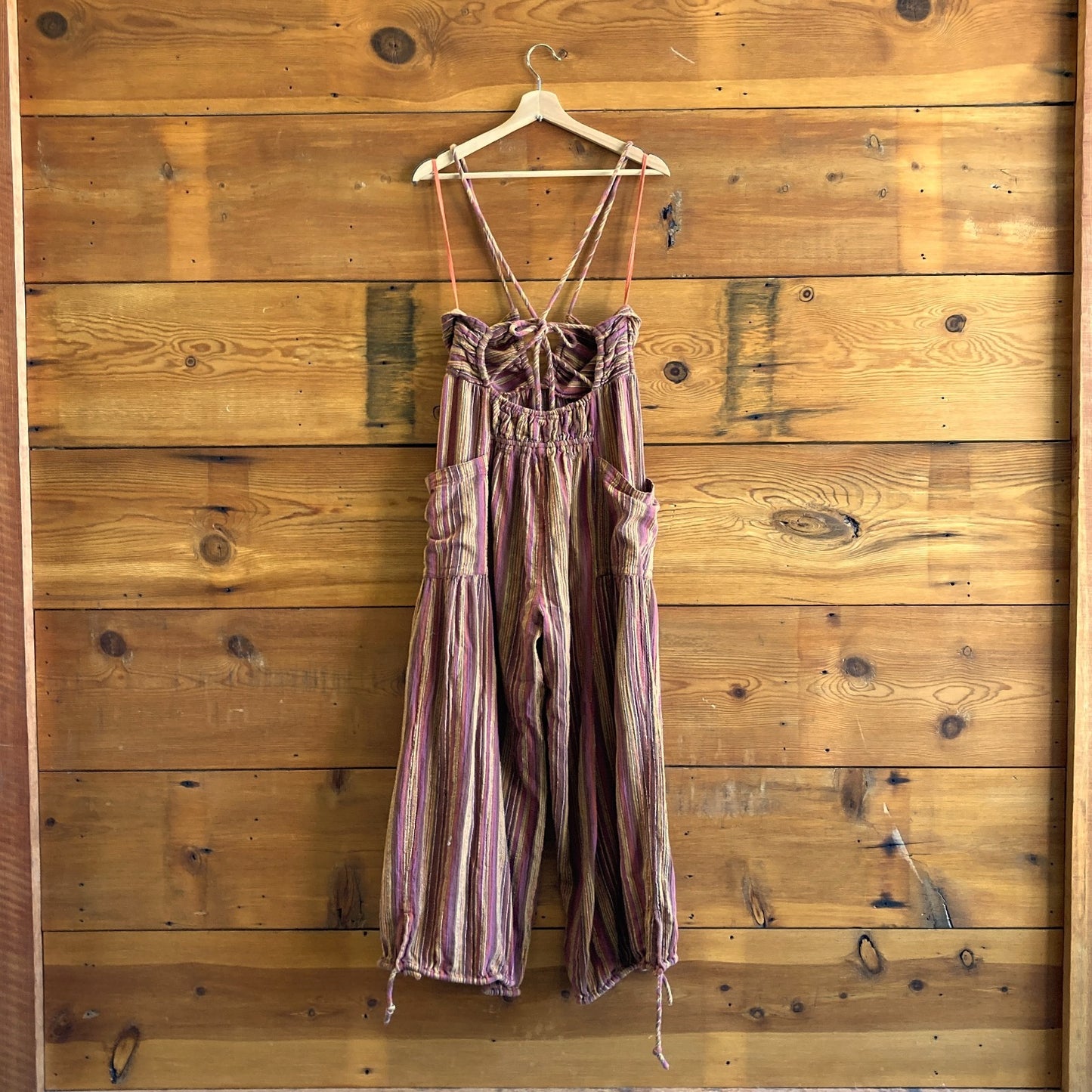 S - Free People Striped Sundaze For Surfin Halter Jumpsuit 0405CC