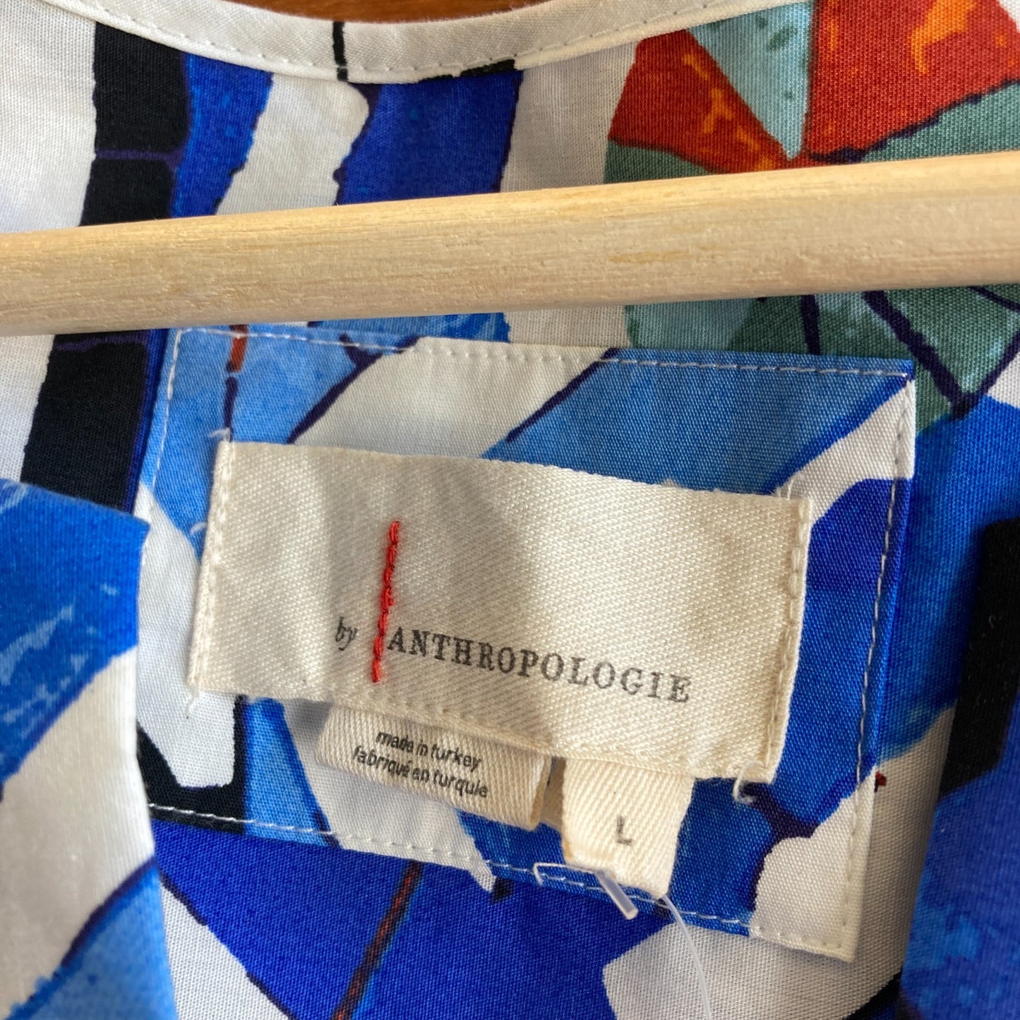 L - Anthropologie Blue & White Pattern Shirred Waist Maxi Somerset Dress 1004EB