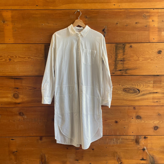 2 - T Alexander Wang Crisp White Long Sleeve Button Up Shirt Dress 0505MP
