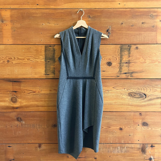 2 - Kobi Halperin $348 Gray SLeeveless V Neck Jae Midi Pencil Dress NEW 0428KS