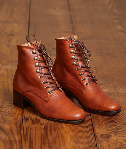 7 - Christy Dawn $358 Walnut Leather Lace Up The Dawn Victorian Boots 0714NF