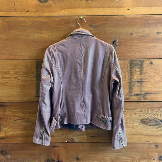 8 - Mauritius Dark Blush Pink Worn In Lamb Leather Moto Sofia Jacket 0714MM