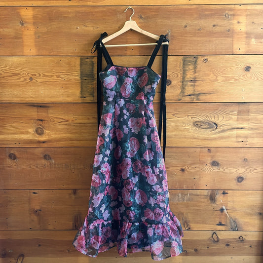 S - Sister Jane $160 Bow Strap Sleeveless Printed Floral Midi Dress 0717SM