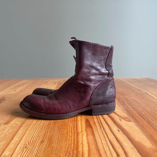 37 / 7 - Officine Creative Burgundy Moto Biker Asymmetric Ankle Boots 0902SD