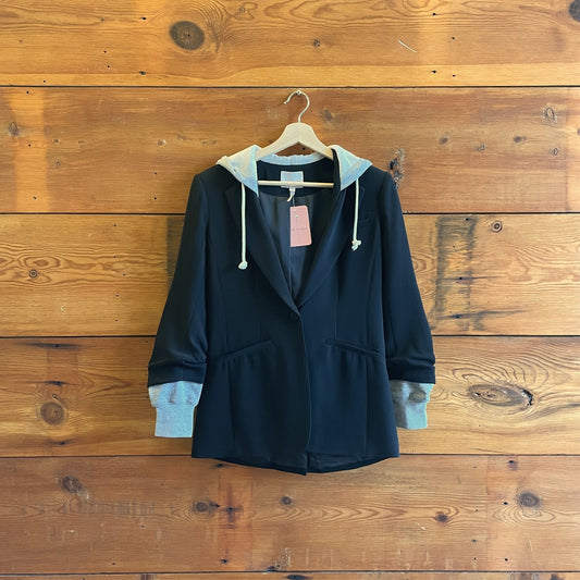 0 - Cinq a Sept $495 Black & Gray Faux Layered Hooded Khloe Blazer 0929JM