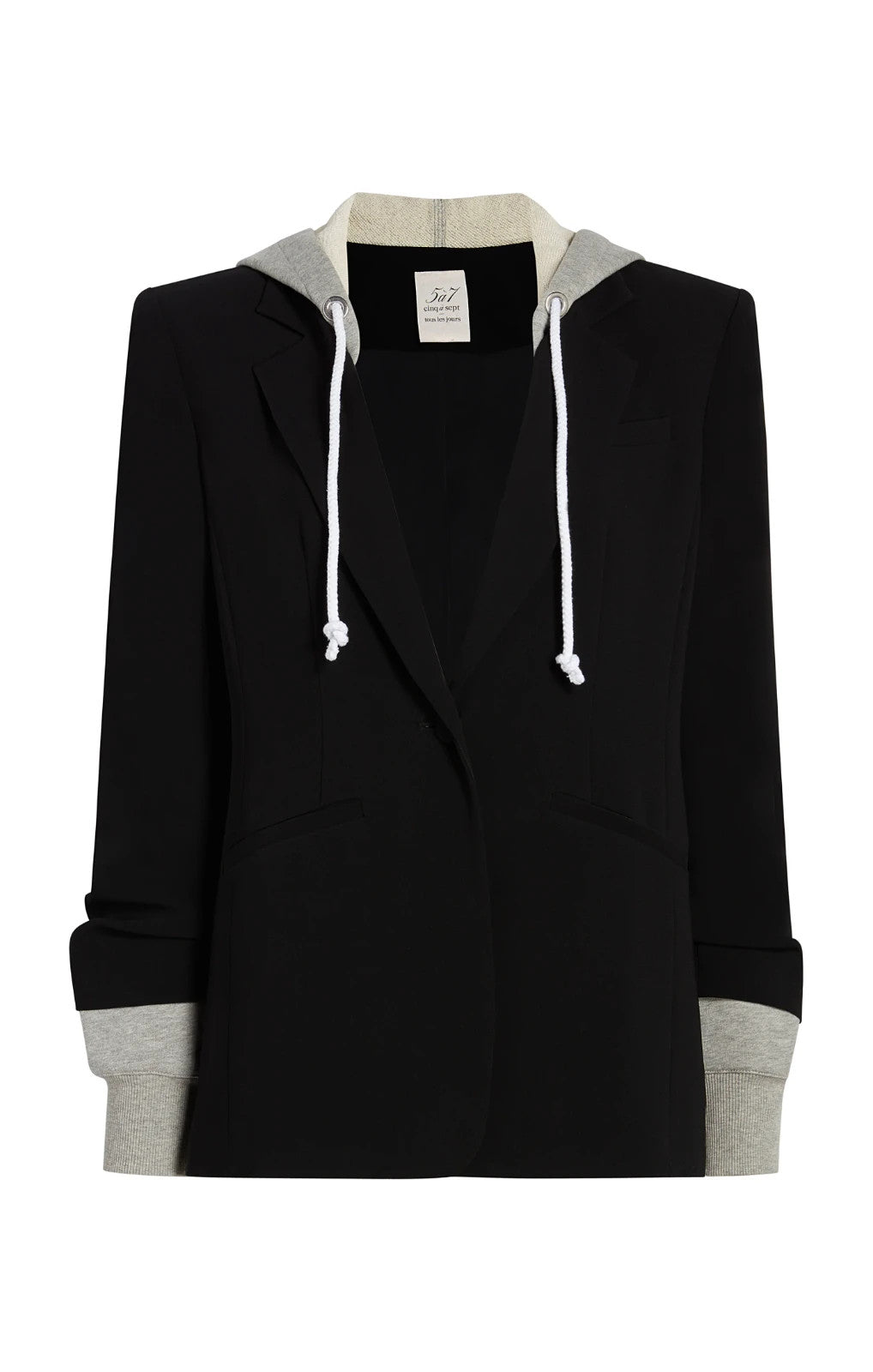 0 - Cinq a Sept $495 Black & Gray Faux Layered Hooded Khloe Blazer 0929JM