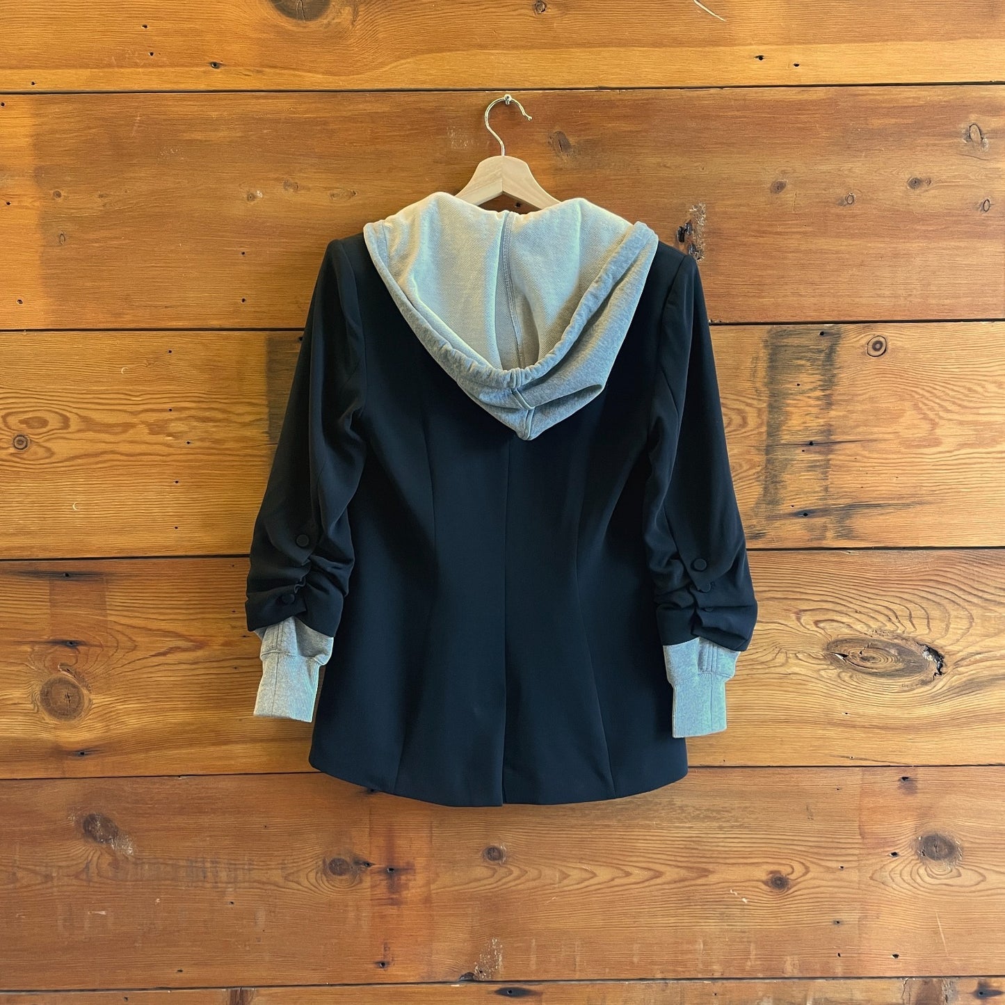 0 - Cinq a Sept $495 Black & Gray Faux Layered Hooded Khloe Blazer 0929JM