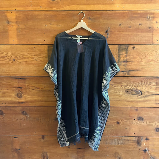 OS - Eileen Fisher Black & White Organic Cotton Lightweight Coverup Dress 0815CJ