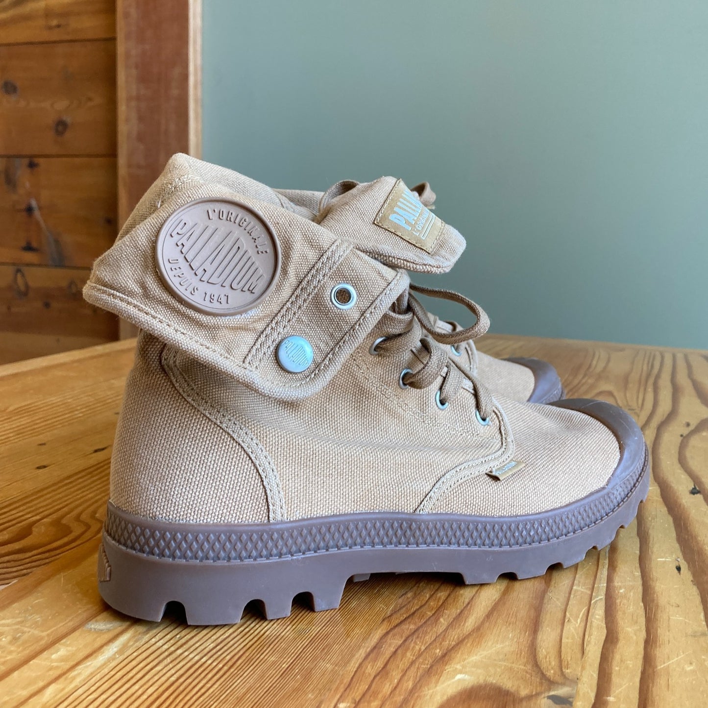 9 Mens - Palladium Brown Pampa Hi Fold Over Canvas Boots NEW w/ Box 0817LS