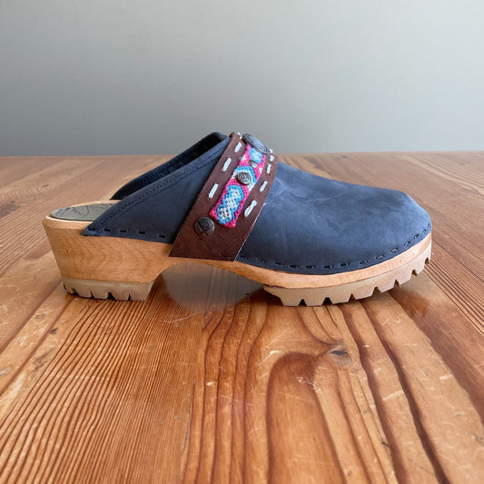 40 / 9-9.5 - Tessa Clogs NEW Blue Limited Edition Breck Boho Strap Shoes  0727AO