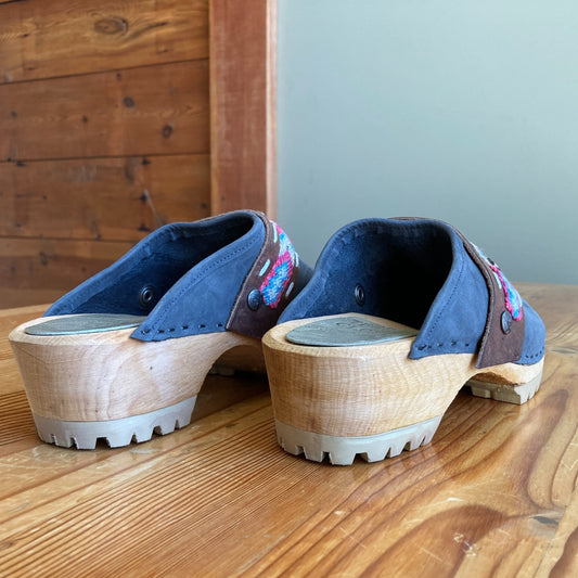 40 / 9-9.5 - Tessa Clogs NEW Blue Limited Edition Breck Boho Strap Shoes  0727AO