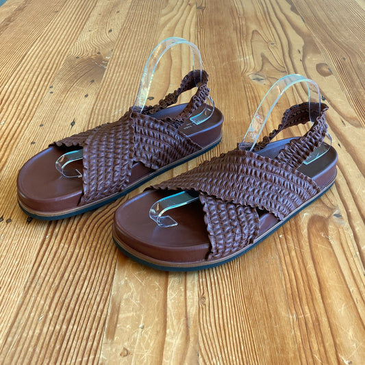 9.5 - Rag & Bone Chestnut Brown Stretch Leather Bailey Sandals Shoes 0720PC