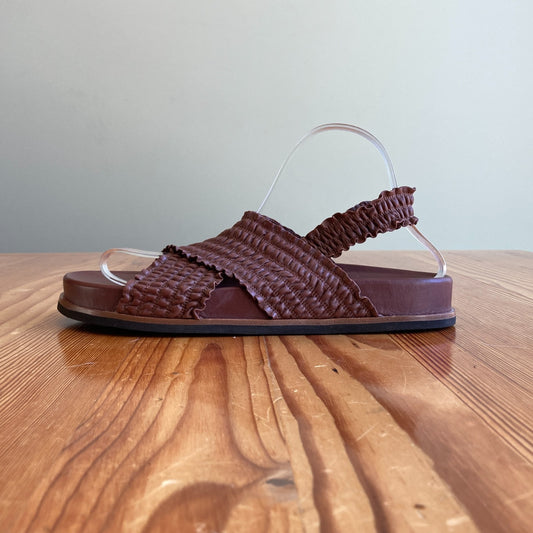 9.5 - Rag & Bone Chestnut Brown Stretch Leather Bailey Sandals Shoes 0720PC