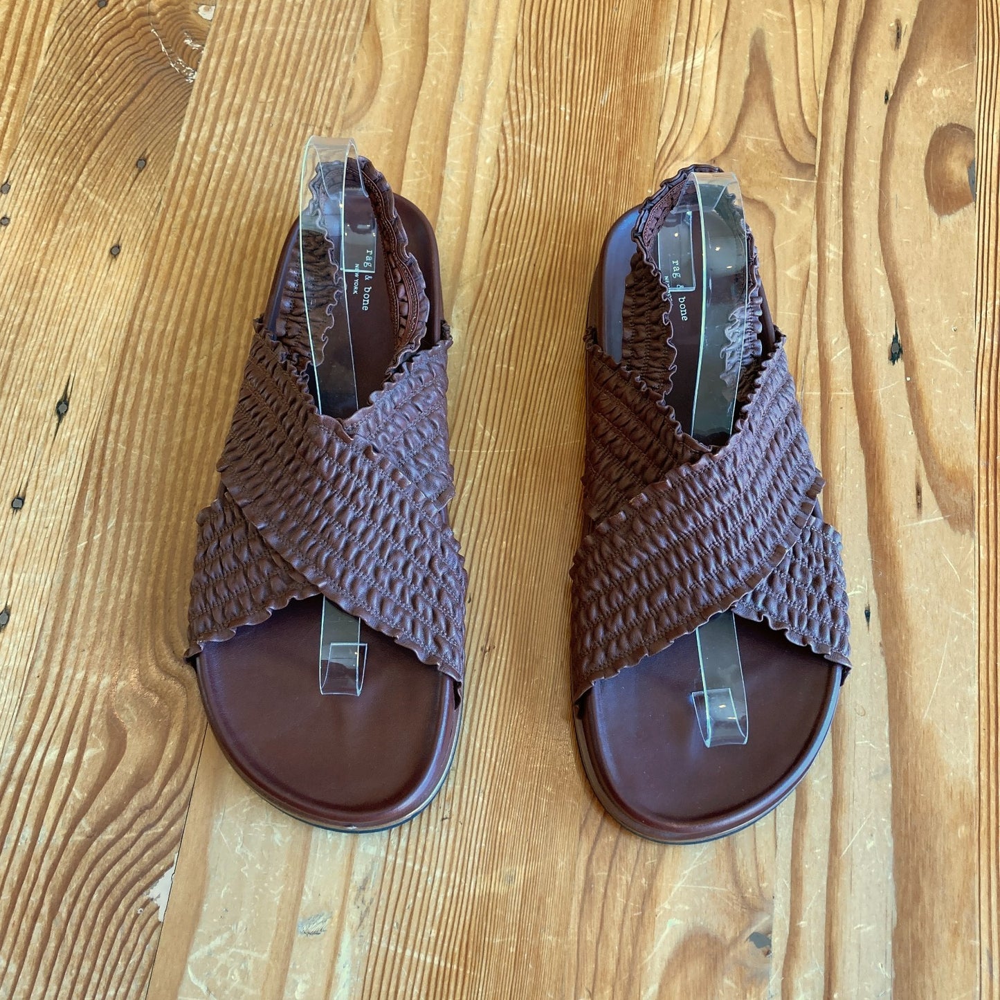 9.5 - Rag & Bone Chestnut Brown Stretch Leather Bailey Sandals Shoes 0720PC