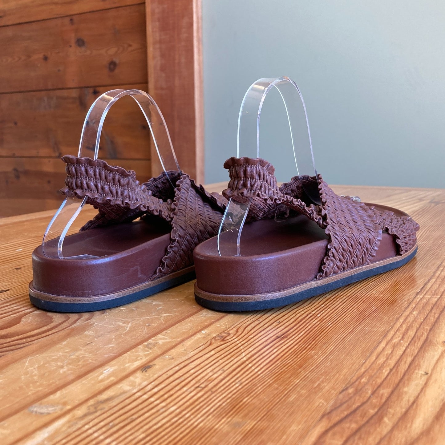 9.5 - Rag & Bone Chestnut Brown Stretch Leather Bailey Sandals Shoes 0720PC