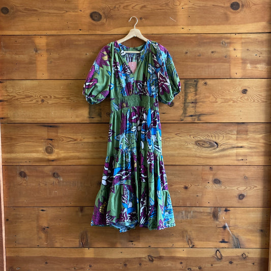 12 - Conditions Apply $178 Anthropologie Green Shirred Waist Midi Dress 0719JK