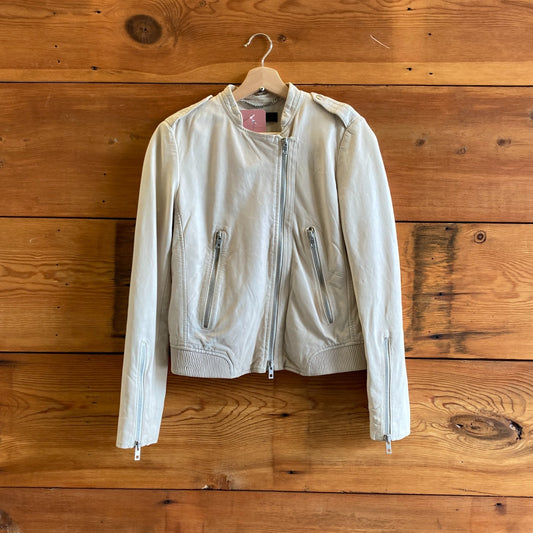 6 - Rag & Bone $1295 Ecru White Moto Bomber Leather Lyon Jacket 1006KH