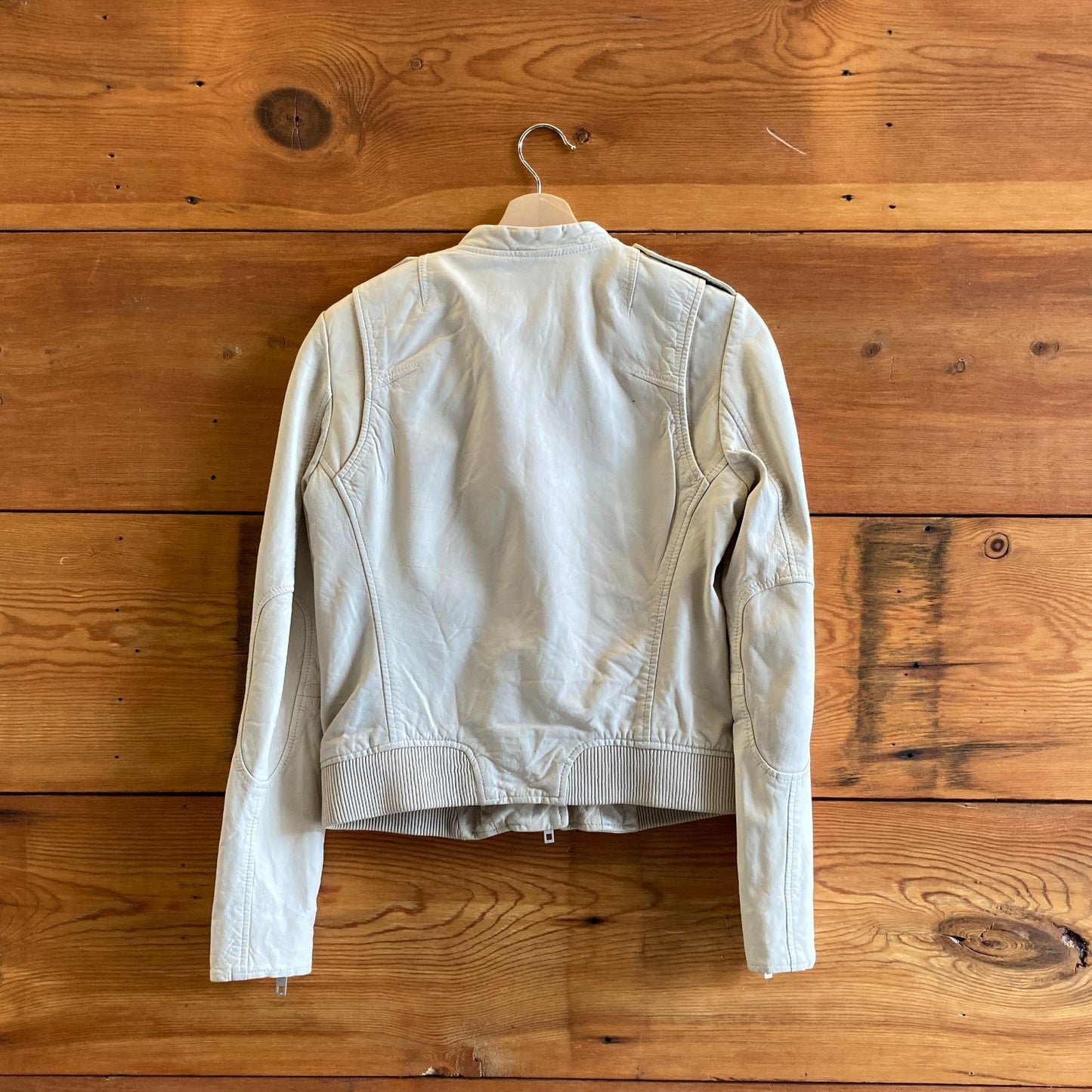 6 - Rag & Bone $1295 Ecru White Moto Bomber Leather Lyon Jacket 1006KH