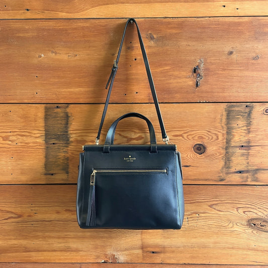 Kate Spade Black Leather Top Handle Royal Place Shoulder Bag 0315MN