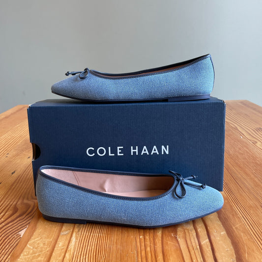 10 - Cole Haan $160 Denim Yara Soft Ballet Flats Shoes NEW w/ Box 0302EB