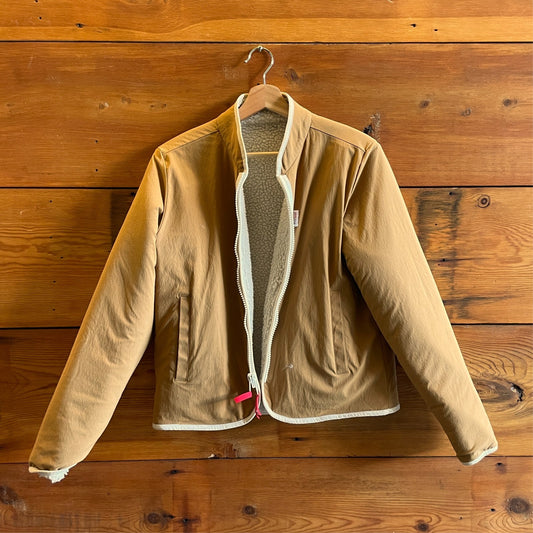 S / M - Topo Designs Tan /White Reversible Womens Sherpa Jacket 0628AC